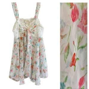 Vintage Victoria's Secret Gold Label Lace Sheer Chiffon Floral Negligee Nightie